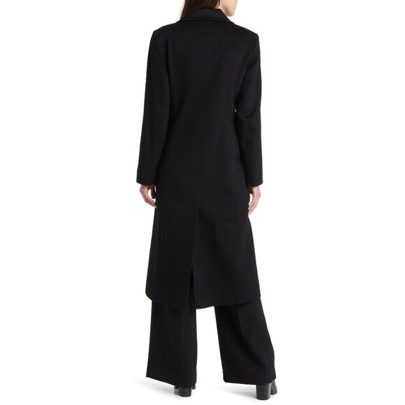 🆕 FLEURETTE Holland Italian Wool Longline Coat Black 12 Soft - Picture 2 of 16